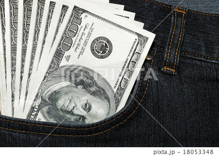 Jeans of which pocket stick out dollars Jeans of which pocket stick out dollars 18053348
