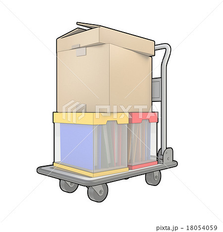 荷物を載せた台車 18054059