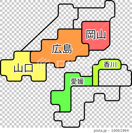 地方地図瀬戸内地方のイラスト素材