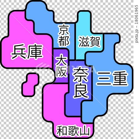 Regional Map Kinki Region Kansai Region Stock Illustration