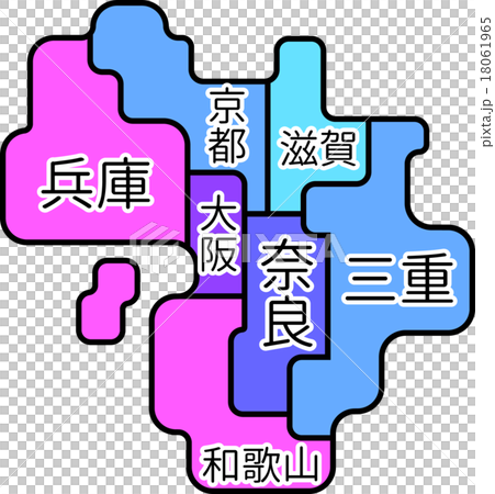 地方地図近畿地方 関西地方のイラスト素材