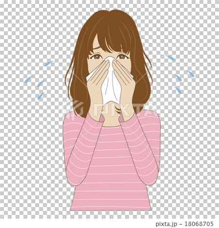 鼻をかむ女性 18068705