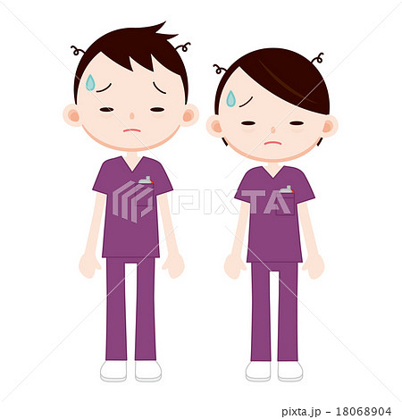 手術着を着た医師 疲労困憊 手術着を着た医師 疲労困憊 18068904