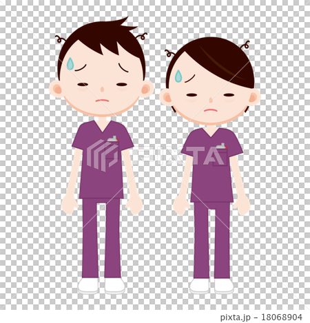 手術着を着た医師 疲労困憊 手術着を着た医師 疲労困憊 18068904