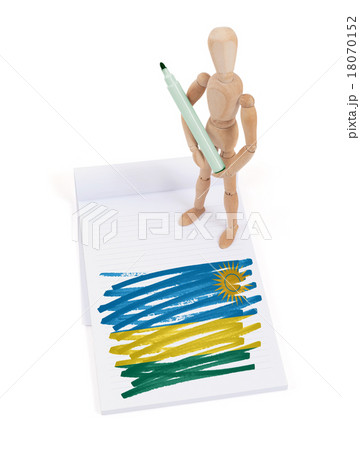 Wooden mannequin made a drawing - Rwanda 18070152