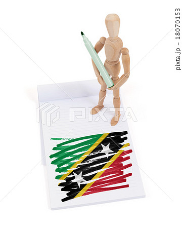 Wooden mannequin made a drawing 18070153