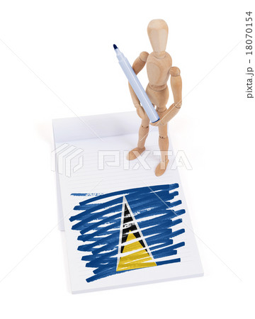 Wooden mannequin made a drawing - Saint Lucia 18070154