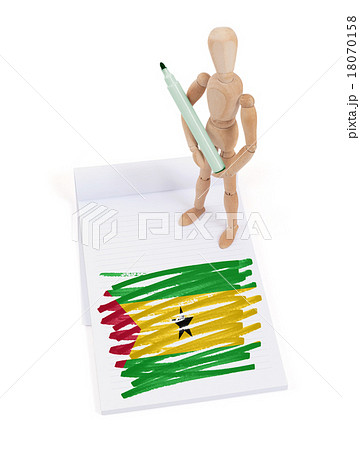 Wooden mannequin made a drawing - Sao Tome 18070158
