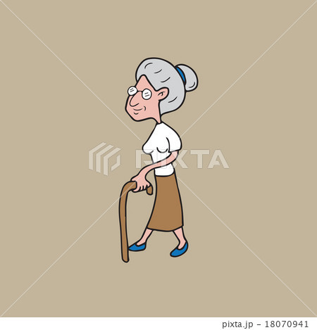People old woman with cane People old woman with cane 18070941