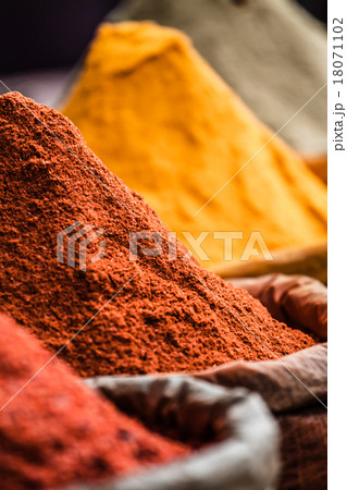 Traditional spices market in India. 18071102