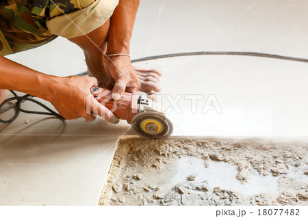 floor tile installation for house building 18077482
