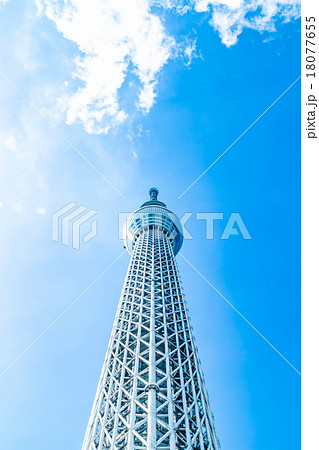 スカイツリー　東京スカイツリー　空　青空　コピースペース　観光地　日本一　日本　白い雲　観光　 18077655