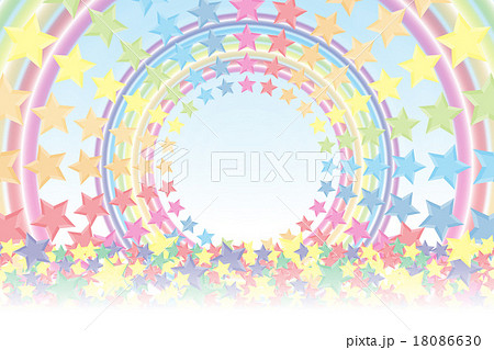 背景素材壁紙 虹色 レインボーカラー 星屑 スターダスト 七色 カラフル かわいい リング 丸円 輪のイラスト素材