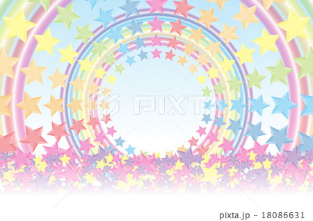 背景素材壁紙 虹色 レインボーカラー 星屑 スターダスト 七色 カラフル かわいい リング 丸円 輪のイラスト素材