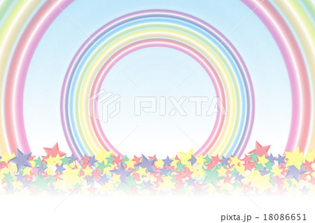 背景素材壁紙 虹色 レインボーカラー 星屑 スターダスト 七色 カラフル かわいい リング 丸円 輪のイラスト素材