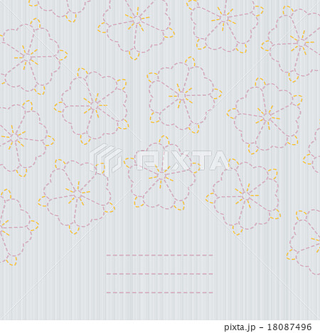 Spring japanese postcard. Sashiko. Sakura flowers. 18087496