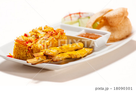 Dishes of Thai and International cousine isolated  18090301