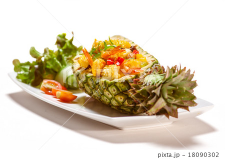 Dishes of Thai and International cousine isolated  18090302