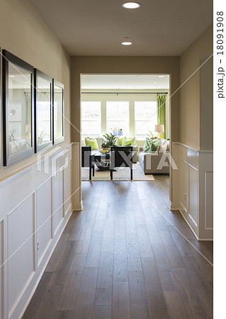 Home Entry Way with Wood Floors and Wainscoting 18091908