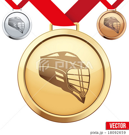 Gold Medal with the symbol of a lacrosse inside 18092659