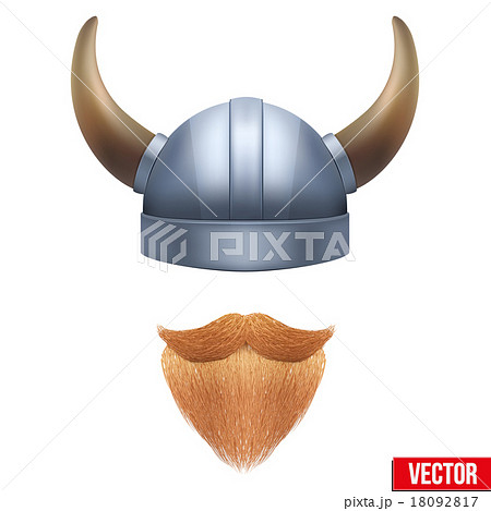 Viking symbol with horned helmet and beard 18092817