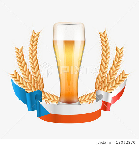 Brewery Label with light beer glass and ribbon 18092870