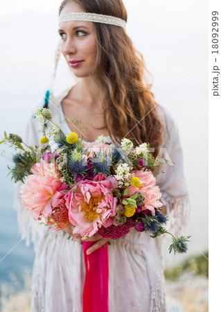 girl with a wedding bouquet boho style girl with a wedding bouquet boho style 18092999