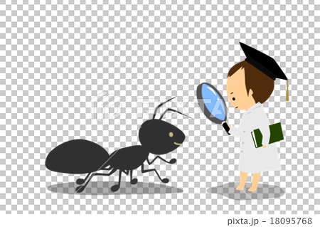 虫眼鏡でアリを観察する子供博士のイラスト素材 [18095768] - PIXTA