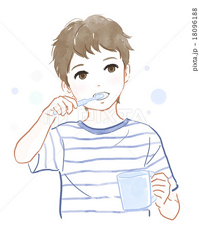 歯磨きする男の子のイラスト素材