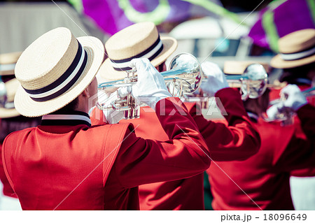 Brass Band in red uniform performing 18096649