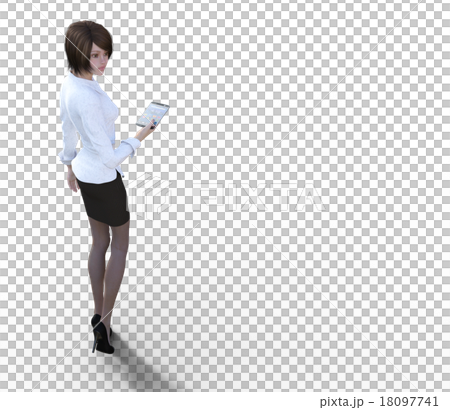 Young woman using tablet perming3DCG Illustration material 18097741