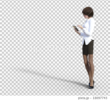 Young woman using tablet perming3DCG Illustration material 18097743