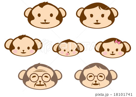 猿の家族の顔のイラストのイラスト素材 18101741 Pixta