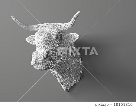 Artificial bull's head hanging on the wall 18101816