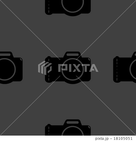 Photo camera web icon. flat design. Seamless gray 18105051