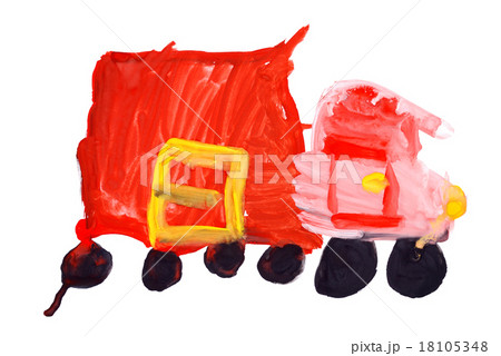 Children's drawing water color paints. Red truck Children's drawing water color paints. Red truck 18105348