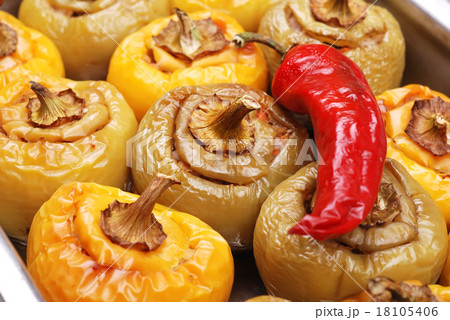 Stuffed pepper on a dripping pan 18105406