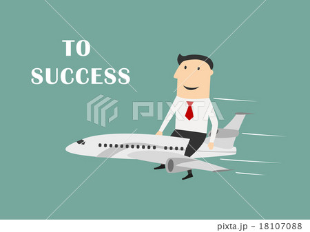 Businessman flying on airplane to success 18107088