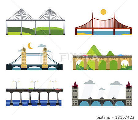 Bridge silhouette vector illustration set Bridge silhouette vector illustration set 18107422