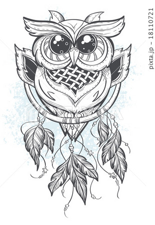 Dreamcatcher vector illustration with owl feathers Dreamcatcher vector illustration with owl feathers 18110721