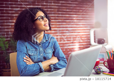 Casual businesswoman day dreaming Casual businesswoman day dreaming 18115714