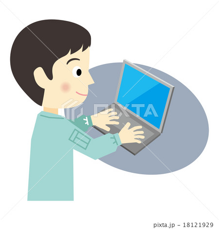 ノートパソコン 作業着の男性 ノートパソコン 作業着の男性 18121929
