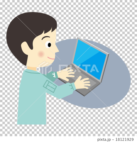 ノートパソコン 作業着の男性 ノートパソコン 作業着の男性 18121929