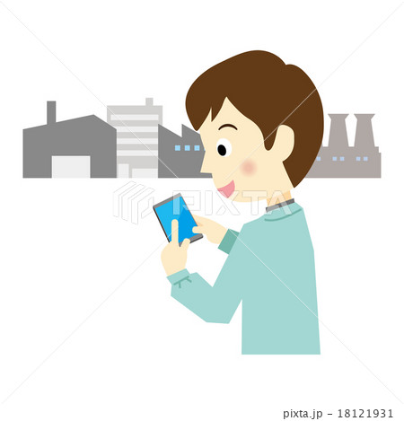 スマートフォン 作業着の男性 スマートフォン 作業着の男性 18121931