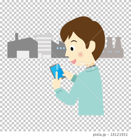 スマートフォン 作業着の男性 スマートフォン 作業着の男性 18121931