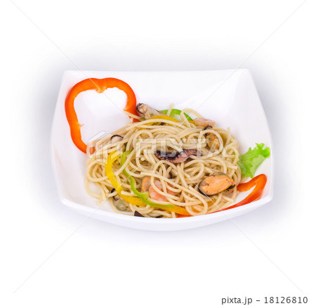 Tasty italian pasta with seafood. 18126810