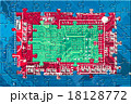 Electronic circuit puzzle background in blue, red 18128772