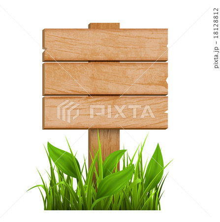 Wooden Signpost with Grass Isolated on White 18128812