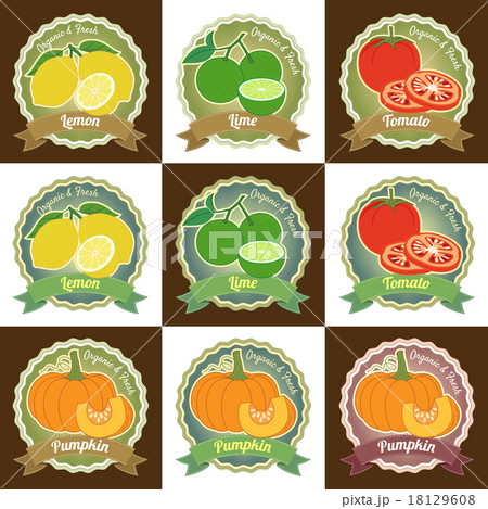 Set of fresh fruit and vegetable tag label badge Set of fresh fruit and vegetable tag label badge 18129608