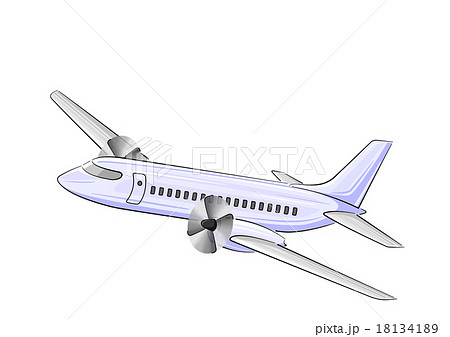 シンプルに描いたプロペラ飛行機 旅客機 のイラストのイラスト素材